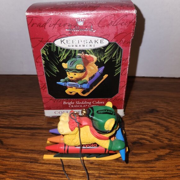 Hallmark Keepsake Ornament 1998 Crayola Bright Sledding Colors Bear Figurine - Picture 5 of 7
